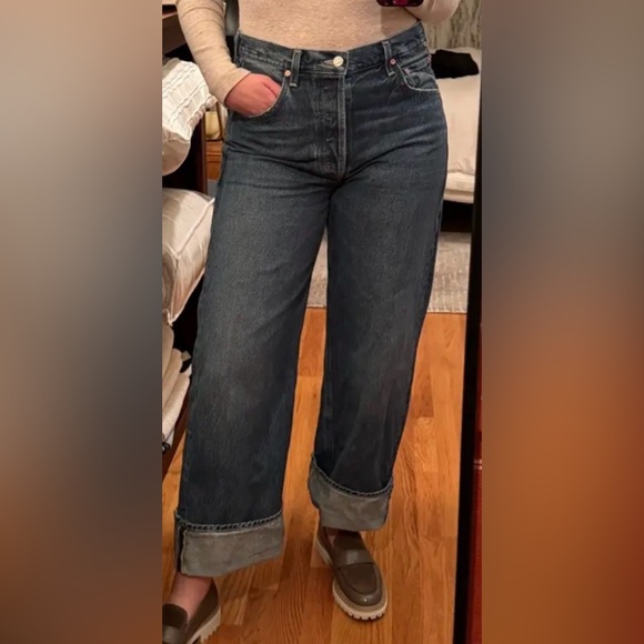 Citizens of Humanity Ayla High Rise Wide Leg Baggy Jeans Dark Indigo Size 31